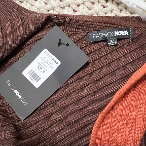 Fashion Nova Autumn Falls Sweater Mini Dress 2X NWT - Picture 6 of 9